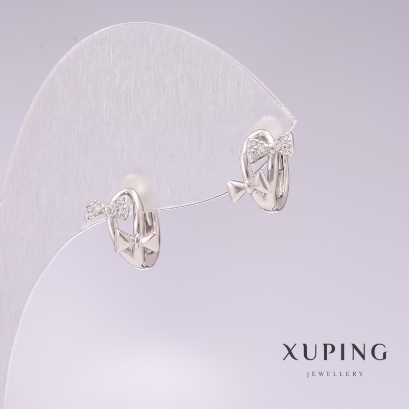 עגילים של Xuping בציפוי רודיום עם סטרזים לבנים 8×10 מ״מ