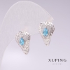 עגילי Xuping בציפוי רודיום עם אבני כחולות וזרקונים לבנים 11×17 מ״מ