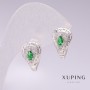 עגילי Xuping רודיום עם אבנים ירוקות וזירקונים לבנים 11×17 מ"מ