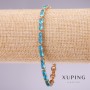 צמיד Xuping עם אבני תכלת, עובי 4 מ״מ, אורך 18–20 ס״מ, מצופה בזהב עם שרשרת הארכה