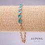 צמיד Xuping עם אבני תכלת, עובי 5 מ״מ, אורך 17–20 ס״מ, מצופה בזהב עם שרשרת הארכה