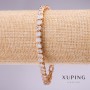 צמיד Xuping עם אבני לבן, עובי 7 מ"מ, אורך 17–19 ס"מ מצופה בזהב עם שרשרת הארכה