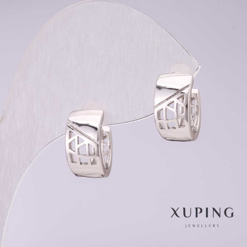 עגילים Xuping 12×7 מ״מ ורודיום