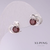 עגילים Xuping «לבבות עם אבנים אדומות» 10×12 מ״מ ציפוי רודיום