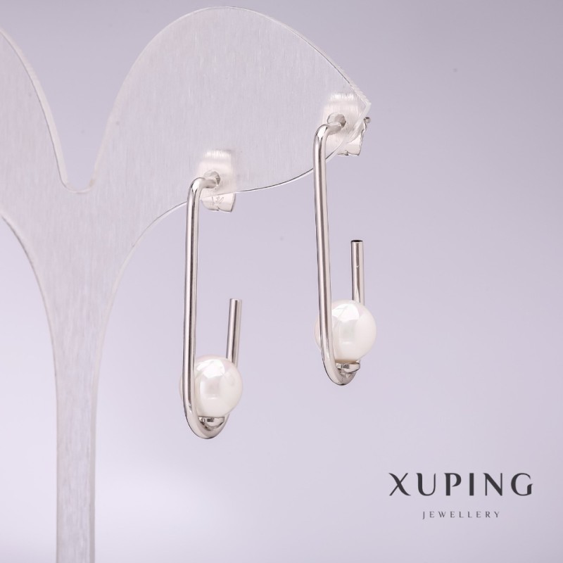 עגילים Xuping עם פנינים לבנות ממיורקה