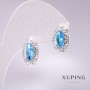 עגילים Xuping עם אבני תכלת 15×9 מ״מ רודיום
