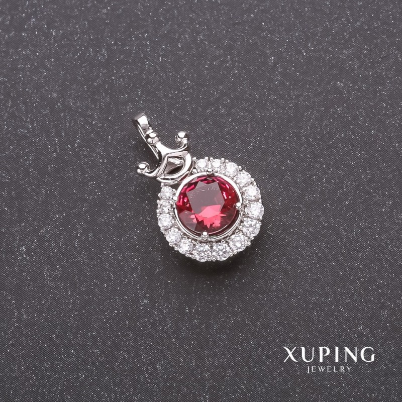 תליון Xuping כתר עם אבן אדמונית-ירוקה 12×20 מ״מ, רודיום