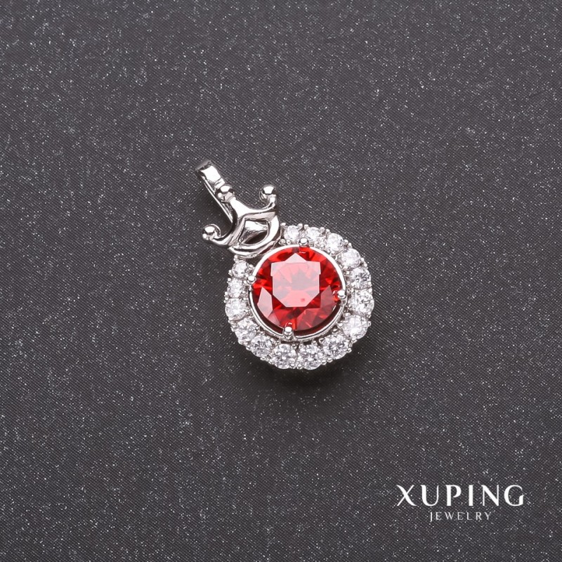 תליון Xuping «כתר עם אבן אדומה» 12×20 מ״מ בציפוי רודיום