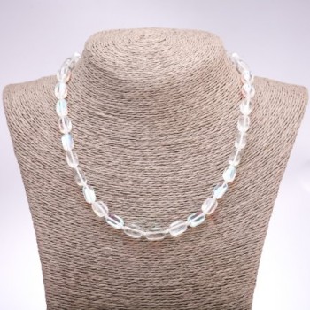 מחרוזת זכוכית אופאלית לבנה חלקה בצורה מלבנית, ממדים 10×16 מ״מ, אורך 45 ס״מ