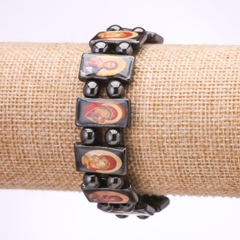 הנחה: צמיד המטיט עם איקונות «אם האלוהים והמשיח» על גומי אלסטי, חוליות 18×10 מ״מ (עם פגם)