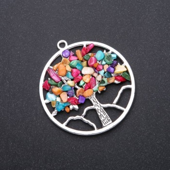 תליון "עץ האושר" פרלאמוטר רב-גווני, קוטר 57 מ״מ