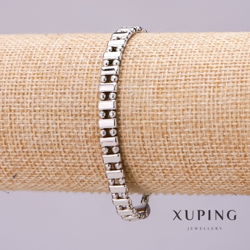 צמיד Xuping בסריגה כפולה «נקודה-מקף», עובי 6 מ״מ, אורך 18 ס״מ, ורודיום