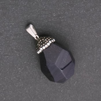 תליון «אגוז האלון» מאבן אוואנטורין חול כחול ליל קהיר (סינתטי) 32×20 מ״מ