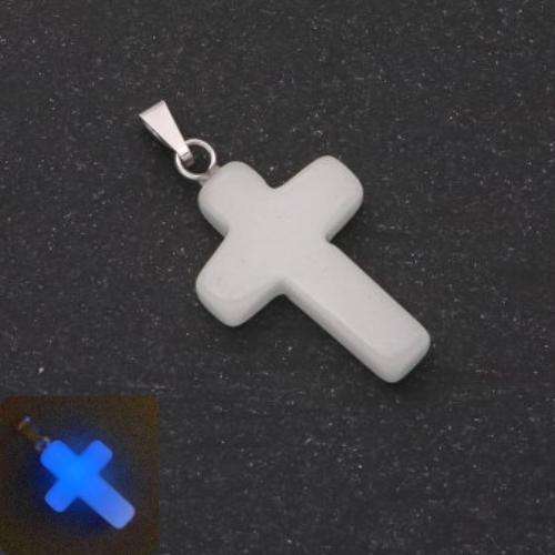 תליון צלב אוניקס 18×27 מ״מ זוהר כחול