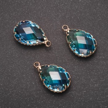 תליון «טיפה» בצבע כחול, מסגרת זהובה 13×21 מ״מ