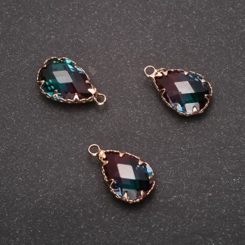 תליון «טיפה» בצבע פטל-ירוק, מסגרת זהובה 10×17 מ״מ