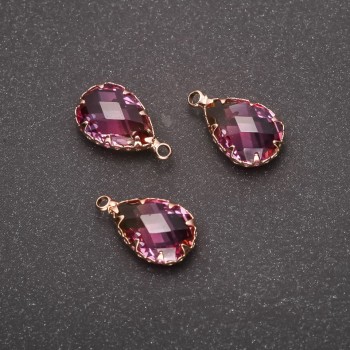 תליון «טיפה» בגוון צהוב-ורוד, מסגרת זהובה 10×17 מ״מ