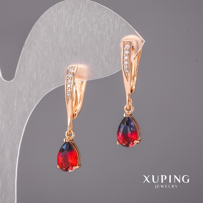 עגילים Xuping זיקיות 6×30 מ"מ ציפוי זהב 18K