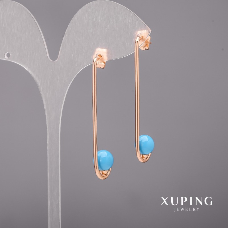 עגילים Xuping עם פנינים מאיורקה 8×48 מ״מ זהב מצופה 18K