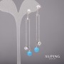 עגילים Xuping עם פניני מאיורקה ואבני לבנים 8×80 מ״מ, ציפוי רודיום