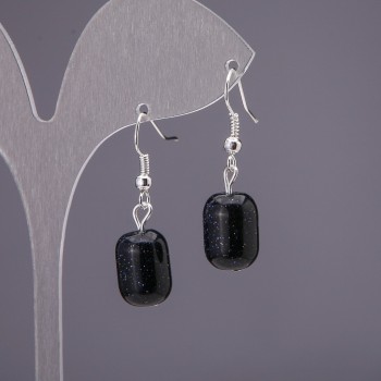 עגילים מאבטורין «חול כחול ליל קהיר» בצורת חבית, קוטר 10×15 מ״מ