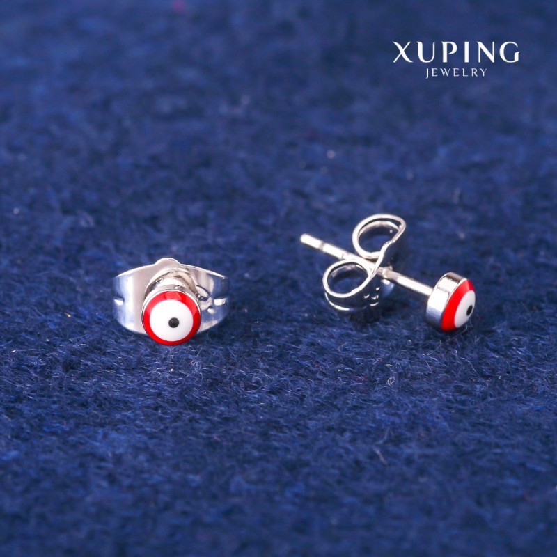 עגילי סטוד Xuping העין האדומה 4 מ״מ רודיום
