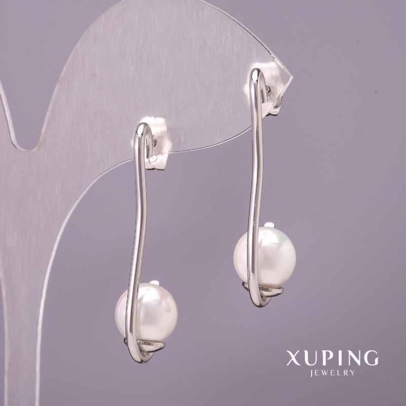 עגילים Xuping ממאיורקה, קוטר 10×35 מ״מ, רודיום