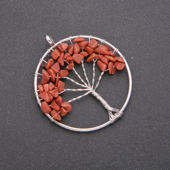 תליון 'עץ האושר' מאבנטורין חול זהב, קוטר 50 מ״מ