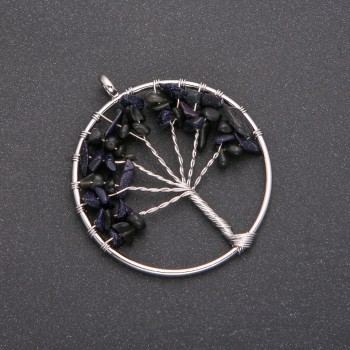 תליון «עץ האושר» אבנטורין חול כחול ליל קהיר, קוטר 50 מ״מ