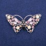 סיכה בצורת פרפר עם קריסטלים, 35×68 מ״מ, מתכת כסופה