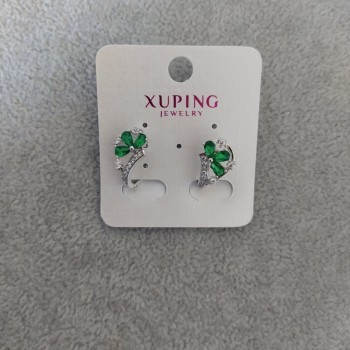 עגילים Xuping עם אבנים ירוקות בציפוי רודיום