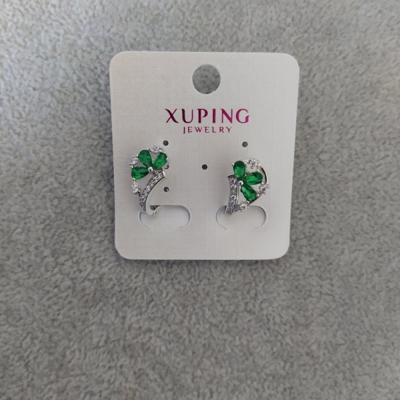 עגילים Xuping עם אבנים ירוקות בציפוי רודיום