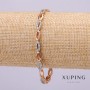 צמיד Xuping עם אבנים לבנות וכחולות בהירות, עובי 4 מ״מ, אורך 19 ס״מ, מצופה בזהב