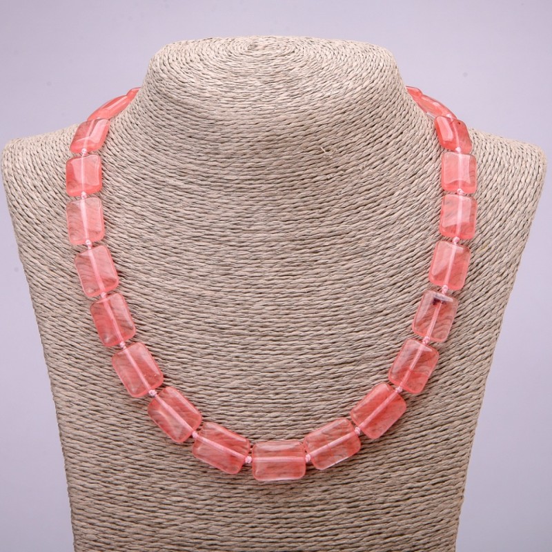 שרשרת חרוזי חלצדון מלבניים, קוטר 13×18 מ״מ, אורך 48 ס״מ