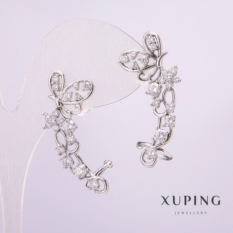 קף אוזן Xuping ורודיום עם אבנים לבנות