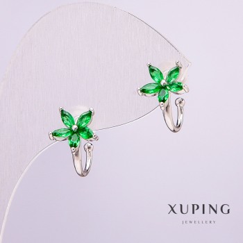 עגיל Xuping רודיום עם אבני ירוקות, קוטר 8 מ״מ +