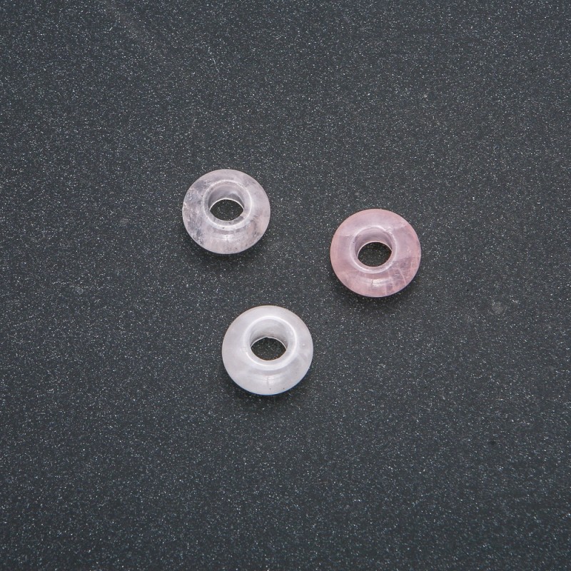 חרוז פנדורה מאבן טבעית קוורץ ורוד 14×7 mm, קוטר החור 5,5 mm+