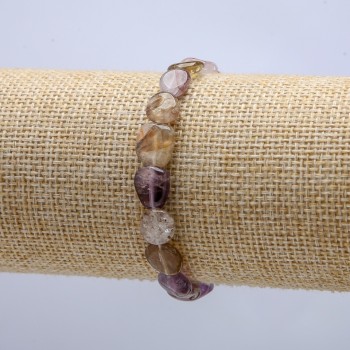 צמיד גומי מאבן טבעית אמטרין מגולף, קוטר 8×10 מ״מ היקף 18 ס״מ +