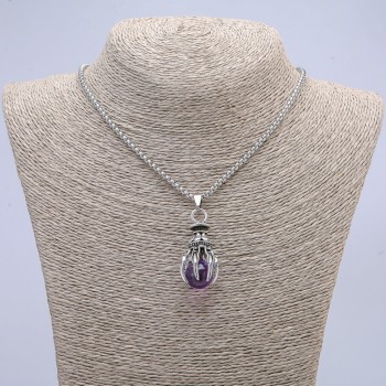 תליון "כף עם כדור" 40×20 מ״מ על שרשרת, אורך 70 ס״מ + - מתכת כסופה