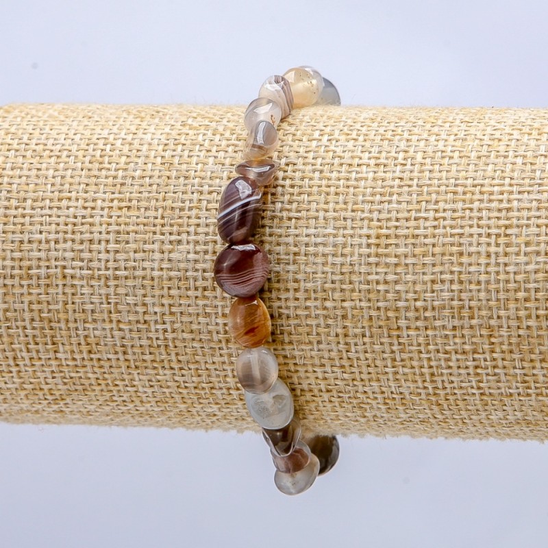 צמיד גומי מאבן טבעית אגאט בוטסואנה – חיתוך Faceting, קוטר 8×6 מ״מ+