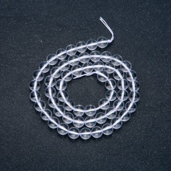 חרוזי אבן קריסטל הרי על חוט כדור חלק, קוטר 6 מ״מ, אורך 38 ס״מ