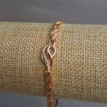 צמיד Xuping מצופה בזהב 18K עם זרקונים לבנים, אורך 17–19 ס״מ, עובי 4.6 מ״מ +