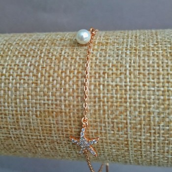 צמיד Xuping בזהב מצופה 18K עם אבני זירקונים לבנים וחרוז מרכזי, אורך 17–20 ס״מ, עובי 1.2 מ״מ +