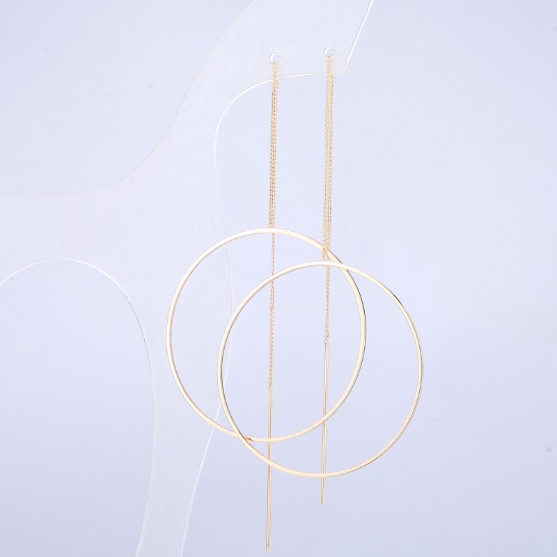 עגילים Xuping מצופים בזהב 18K, קוטר 45 מ"מ, אורך 19 ס"מ +