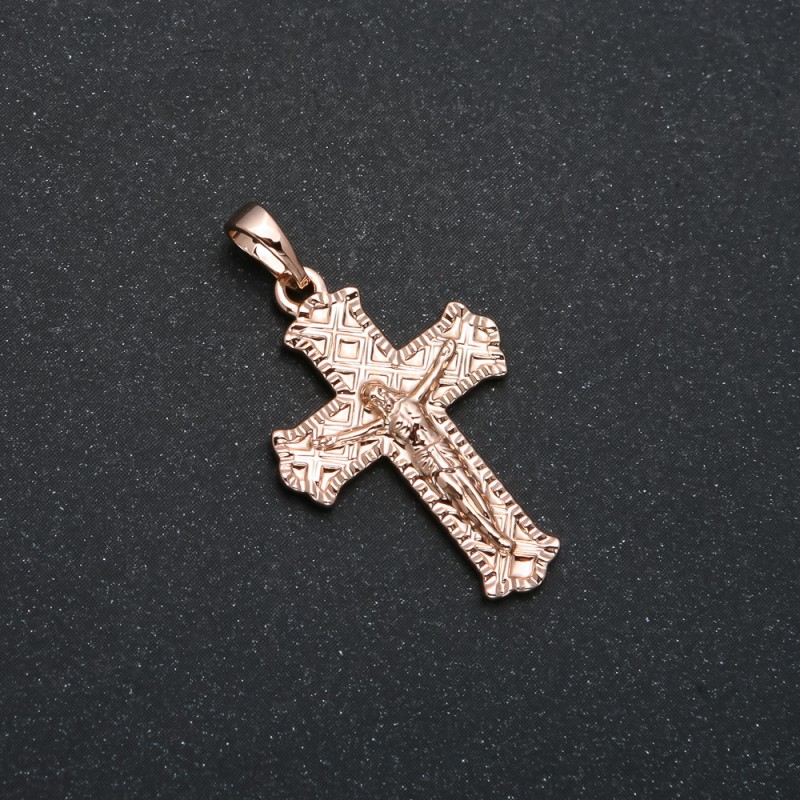 תליון Xuping בזהב מצופה 18K צלב, קוטר 31×18 מ״מ +