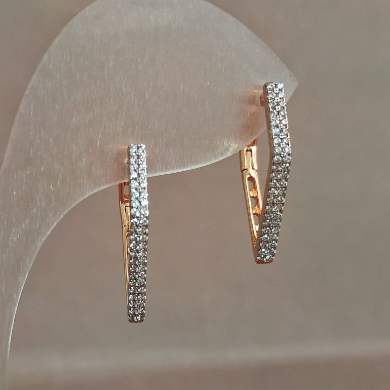 עגילים Xuping מצופים בזהב 18K עם קריסטלים לבנים, קוטר 22×2 מ״מ +