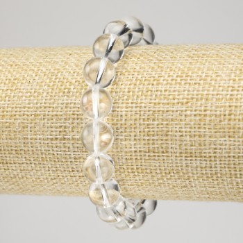 צמיד גומי מקריסטל הרים – חרוז חלק בקוטר 10 מ״מ +