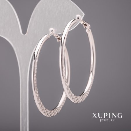 עגילי חישוק Xuping 3×55 מ״מ רודיום