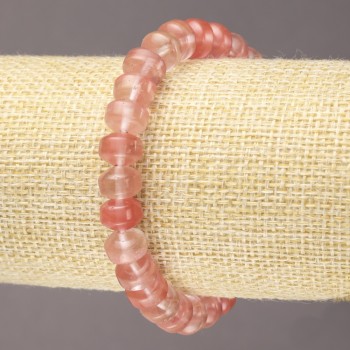 צמיד גומי מאבן טבעית חלצדון חלק, רונדל, קוטר 9×7 מ״מ+