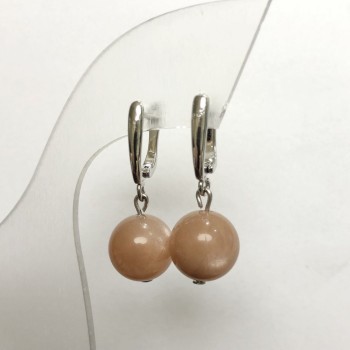 עגילים מאבן טבעית סלניט – כדור חלק, קוטר 12 מ״מ ±, אורך 32 מ״מ ±